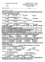 9 Đề kiểm tra 45 phút lần 4 môn Tiếng Anh Lớp 8 - Trường THCS Phương Trà
